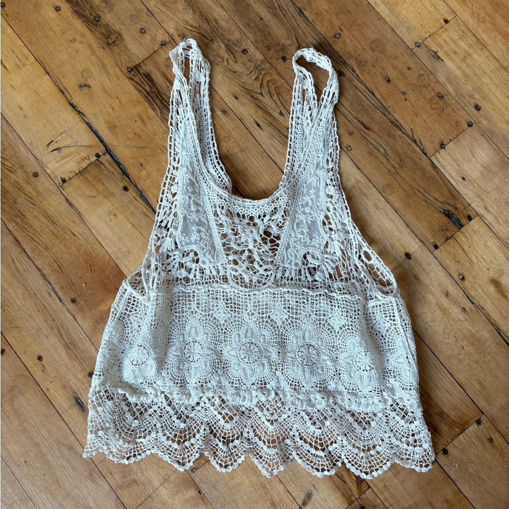 ISSI Ivory Crochet Lace Top